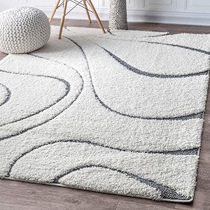 super soft modern handwoven multi shag collection anti skid carpet size 3 x 5 feet colourgreywhite