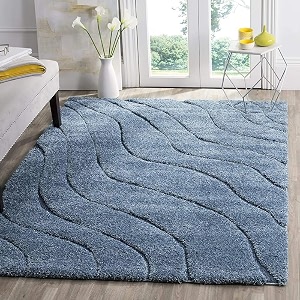 super soft modern handwoven multi shag collection anti skid carpet size 12 x 18 feet colour royal blue
