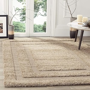 super soft modern handwoven multi shag collection anti skid carpet size 5 x 5 feet round colour beige