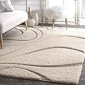 Super Soft Modern Handwoven Multi Shag Collection Anti Skid Carpet Size 4 x 4 Feet Square Colour (Ivory)