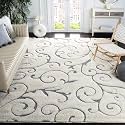 Super Soft Modern Handwoven Multi Shag Collection Anti Skid Carpet Size 9 x 9 Feet Square Colour (Ivory/Grey)