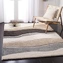 Super Soft Modern Handwoven Multi Shag Collection Anti Skid Carpet Size 5 x 5 Feet Round Colour (Beige Multi)