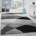 Super Soft Modern Handwoven Multi Shag Collection Anti Skid Carpet Size 5 x 5 Feet Round Colour (Black/Multi)