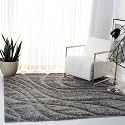 Super Soft Modern Handwoven Multi Shag Collection Anti Skid Carpet Size 5 x 5 Feet Round Colour Grey