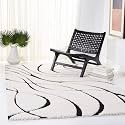 Super Soft Modern Handwoven Multi Shag Collection Anti Skid Carpet Size 10 x 10 Feet Square Colour (White/Black)