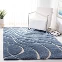 Super Soft Modern Handwoven Multi Shag Collection Anti Skid Carpet Size 6 x 9 Feet Colour (Blue/Ivory)
