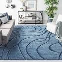 Super Soft Modern Handwoven Multi Shag Collection Anti Skid Carpet Size 7 x 10 Feet Colour (Royal Blue)