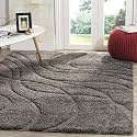 Super Soft Modern Handwoven Multi Shag Collection Anti Skid Carpet Size 7 x 7 Feet Square Colour Grey