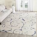 Super Soft Modern Handwoven Multi Shag Collection Anti Skid Carpet Size 9 x 9 Feet Square Colour (Blue/Ivory)