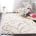 Super Soft Modern Handwoven Multi Shag Collection Anti Skid Carpet Size 8 x 8 Feet Square Colour (Ivory/Beige)