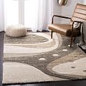 Super Soft Modern Handwoven Multi Shag Collection Anti Skid Carpet Size 7 x 7 Feet Square Colour (Beige/Multi)