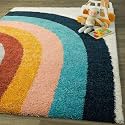 Super Soft Modern Handwoven Multi Shag Collection Anti Skid Carpet Size 4 x 4 Feet Round Colour (Rainbow)