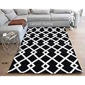 Export Quality Handmade Woolen Carpet for Home Living Room and for Hall. (Black &amp; Ivory, 5 x 8)
