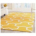 Export Quality Handmade Woolen Carpet for Home Living Room and for Hall. (Yellow &amp; Ivory, 4 x 6)