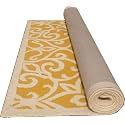 Export Quality Handmade Woolen Carpet for Home Living Room and for Hall. (Yellow &amp; White, 8 x 10)