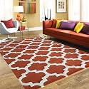 Export Quality Handmade Woolen Carpet for Home Living Room and for Hall. (Rust, 4 x 6)