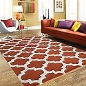Export Quality Handmade Woolen Carpet for Home Living Room and for Hall. (Rust, 8 x 10) red Carpet