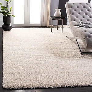 carpet plus shaggy carpet plain fur rugs for bedroom living room 7x7 feet round plush microfiber 2 inch height ivory color
