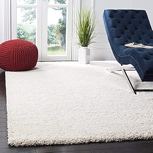 carpet plus shaggy carpet plain fur rugs for bedroom living room 9x9 feet square plush microfiber 2 inch height cream color