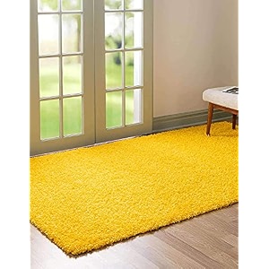 carpet plus shaggy carpet plain fur rugs for bedroom living room 4x4 feet round plush microfiber 2 inch height yellow color