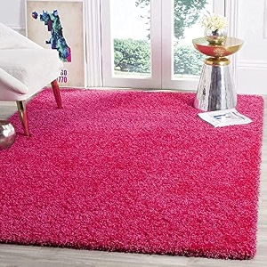 carpet plus shaggy carpet plain fur rugs for bedroom living room 6x6 feet square plush microfiber 2 inch height baby pink color