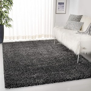 shaggy carpet plain fur rugs for bedroom living room 6x6 feet round plush microfiber 2 inch height charcoal color