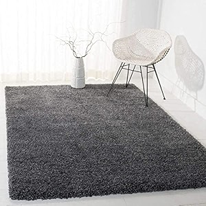 carpet plus shaggy carpet plain fur rugs for bedroom living room 6x6 feet square plush microfiber 2 inch height dark grey color