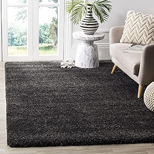 carpet plus shaggy carpet plain fur rugs for bedroom living room 6x6 feet square plush microfiber 2 inch height charcoal color