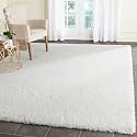 Shaggy Carpet Bedside Runner for Bedroom 2x6 Feet Plush Microfiber 2 Inch Height White Color