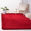 Shaggy Carpet Plain Fur Rugs for Bedroom Living Room 7x10 Feet Plush Microfiber 2 Inch Height Red Color
