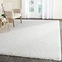 Carpet Plus Shaggy Carpet Plain Fur Rugs for Bedroom Living Room 7x7 Feet Square Plush Microfiber 2 Inch Height White Color
