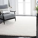 Shaggy Carpet Plain Fur Carpet for Living Room 5x7 Feet Plush Microfiber 2 Inch Height Ivory Color