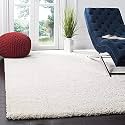Carpet Plus Shaggy Carpet Plain Fur Rugs for Bedroom Living Room 4x4 Feet Round Plush Microfiber 2 Inch Height Cream Color