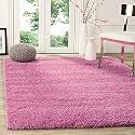 Carpet Plus Shaggy Carpet Plain Fur Rugs for Bedroom Living Room 10x10 Feet Round Plush Microfiber 2 Inch Height Pink Color