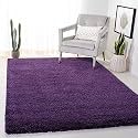 Carpet Plus Shaggy Carpet Plain Fur Rugs for Bedroom Living Room 9x9 Feet Round Plush Microfiber 2 Inch Height Purple Color