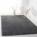 Carpet Plus Shaggy Carpet Plain Fur Rugs for Bedroom Living Room 4x4 Feet Round Plush Microfiber 2 Inch Height Dark Grey Color