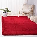 Shaggy Carpet Plain Fur Rugs for Bedroom Living Room 8x10 Feet Plush Microfiber 2 Inch Height Red Color
