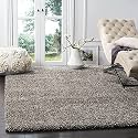 Carpet Plus Shaggy Carpet Plain Fur Rugs for Bedroom Living Room 7x7 Feet Square Plush Microfiber 2 Inch Height Grey Multi Color