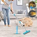 Carpet Rake for Pet Hair Removal Tool, Updated Reusable Pet Hair Remover with 56” Adjustable Long Handle, 2 in 1 Rubber Broom and Carpet Brush Scraper for Rugs, Mats, Couch, Furniture (2pcs)