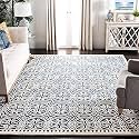 Carpetify Handmade Embossed Woolen Area Rugs for Bedroom, Living Room, Home Decor (8x8 Feet Square, Blue &amp; White, Wool)