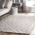 Handmade Embossed Woolen Carpet for Bedroom, Living Room, Floor Mat (6x8 Feet,Grey, Wool)