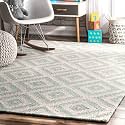 Carpetify Handmade Embossed Woolen Carpet for Bedroom, Living Room (5x8 Feet, Aqua Green, Wool)
