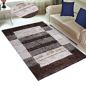 carpets with super soft material  modernshaggy anti skid 3d carpet rugs for living room bedroom brown checkered 5x7