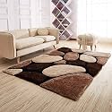 Carpets with Super Soft Material | ModernShaggy, Anti Skid, 3D Carpet, Rugs for Living Room, Bedroom (Beige Brown Stone, 5x7)