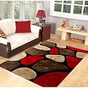 Carpets with Super Soft Material | ModernShaggy, Anti Skid, 3D Carpet, Rugs for Living Room, Bedroom (Brown Red Stone, 4x6)
