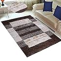 Carpets with Super Soft Material | ModernShaggy, Anti Skid, 3D Carpet, Rugs for Living Room, Bedroom (Brown Checkered, 2x5)
