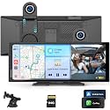 Carpuride Wireless Carplay & Android Auto Screen for Car with 4K Front Cam