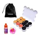 Carrom Board Coins Combo Box with Striker | 8mm Plastic Carrom Coin for Kids & Adults in Wooden Look | Carrom Board Accessories, Floral Printed Striker with Disco Powder (Set of 24 Coins)