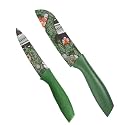 Carrot Kitchen Knife Stainless Steel 2 Pieces Professional Knife Set with Color Printing and Non-Slip Handle (2 PCS Set - Green)