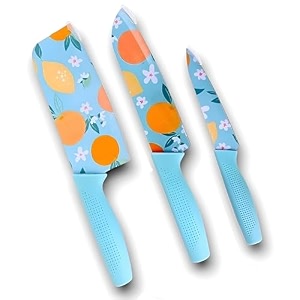 carrot kitchen knife stainless steel 3 pieces professional knife set with color printing and non-slip handle 3 pcs multi color